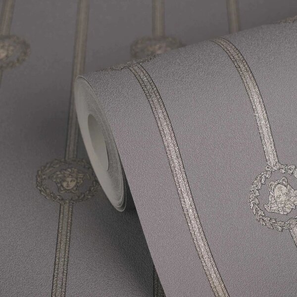 A.S. Création | Vliesová tapeta na stenu Versace 6 79173-4 | 0,53 x 10,05 m | sivá, bronzová