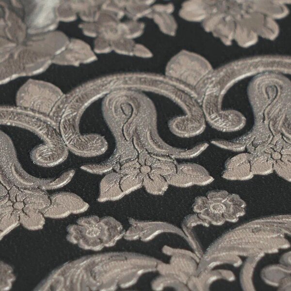 A.S. Création | Vliesová tapeta na stenu Versace 6 79134-1 | 0,53 x 10,05 m | čierna, béžová, fialová