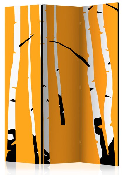 Artgeist Paraván - Birches on the orange background [Room Dividers]