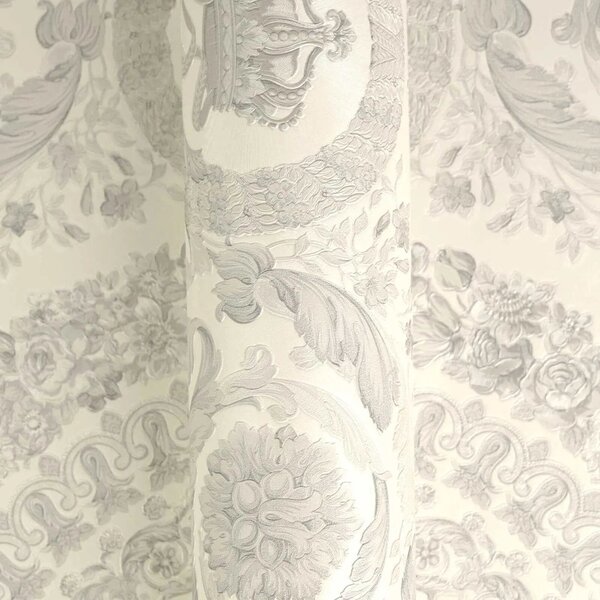 A.S. Création | Vliesová tapeta na stenu Versace 6 79134-2 | 0,53 x 10,05 m | biela, šedá, fialová