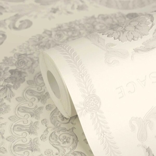 A.S. Création | Vliesová tapeta na stenu Versace 6 79134-2 | 0,53 x 10,05 m | biela, šedá, fialová