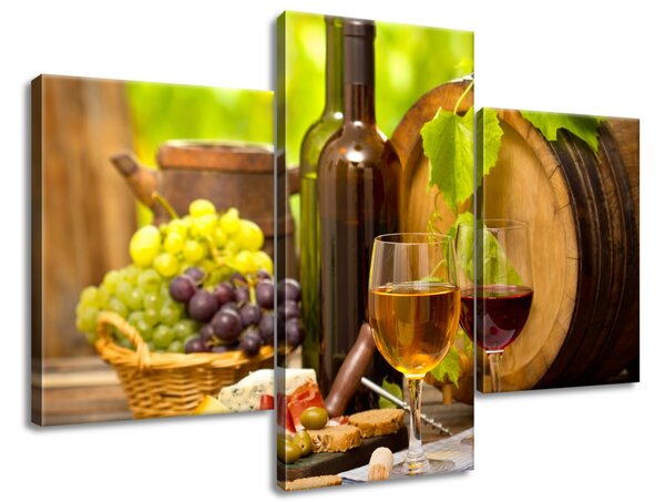 Obraz na plátne Červené a biele víno - 3 dielny Veľkosť: 90 x 60 cm