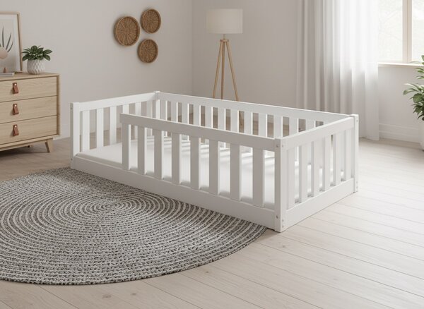 HRUŠKA Detská posteľ BELLA SIMA 160x80 Montessori z masívu – biela