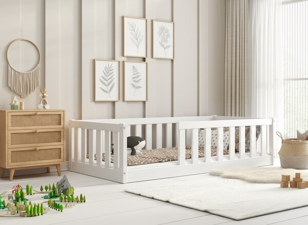 HRUŠKA Detská posteľ BELLA SIMA 160x80 Montessori z masívu – biela