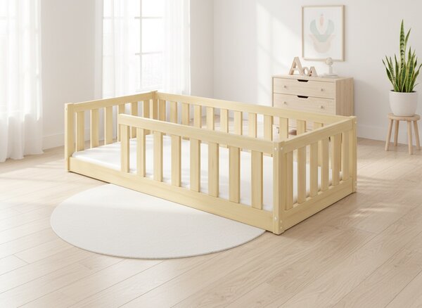 HRUŠKA Detská posteľ BELLA SIMA 160x80 Montessori z masívu – prírodná borovica