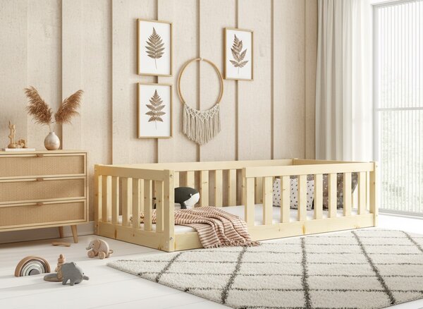 HRUŠKA Detská posteľ BELLA SIMA 160x80 Montessori z masívu – prírodná borovica