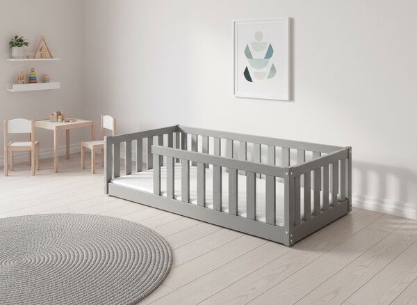 HRUŠKA Detská posteľ BELLA SIMA 160x80 Montessori z masívu – grafitová