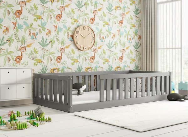 HRUŠKA Posteľ BELLA SIMA 190x90 Montessori z masívu – grafitová