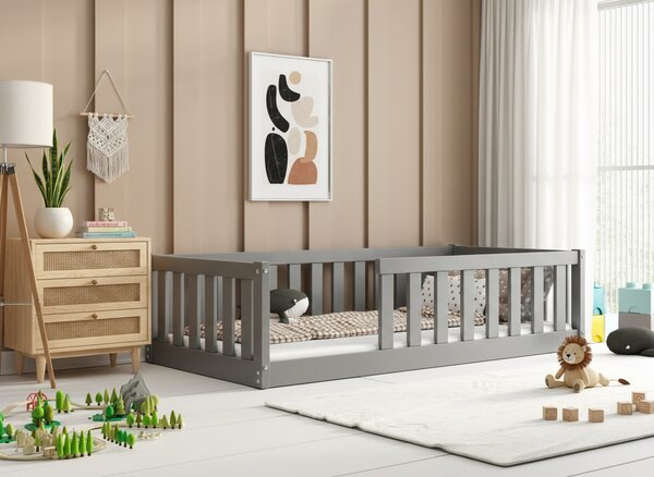 HRUŠKA Detská posteľ BELLA SIMA 160x80 Montessori z masívu – grafitová