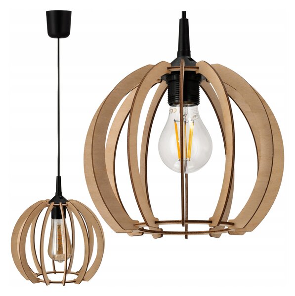 DREVENÁ STROPNÁ ZÁVESNÁ LAMPA 1xE27 LED + KLIP Vysoká kvalita