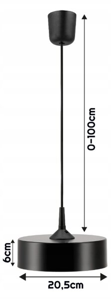 Závěsné stropní svítidlo / lustr LED E27, nastavitelné 0–100 cm, hliníkové stínidlo