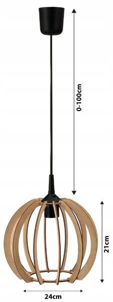 DREVENÁ STROPNÁ ZÁVESNÁ LAMPA 1xE27 LED + KLIP Vysoká kvalita