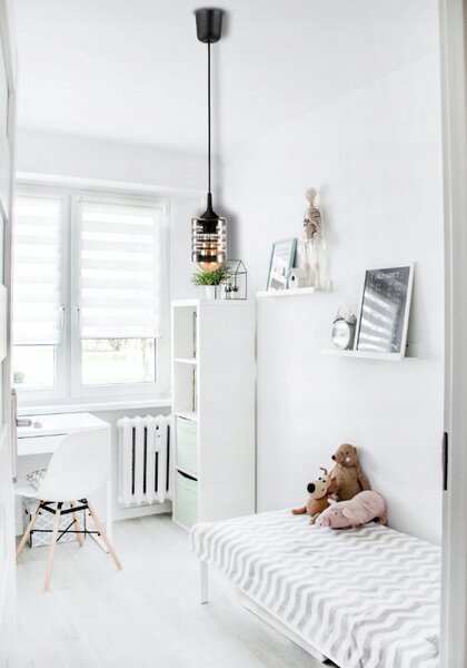 Závesné stropné svietidlo / luster LED E27, nastaviteľné 0–100 cm, sklenené tienidlo