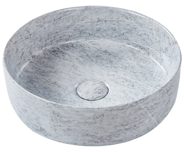 Kúpeľňové umývadlo na dosku sivé keramické okrúhle ⌀ 37 cm granitový vzhľad moderná kúpeľňa