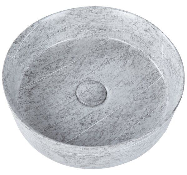 Kúpeľňové umývadlo na dosku sivé keramické okrúhle ⌀ 37 cm granitový vzhľad moderná kúpeľňa