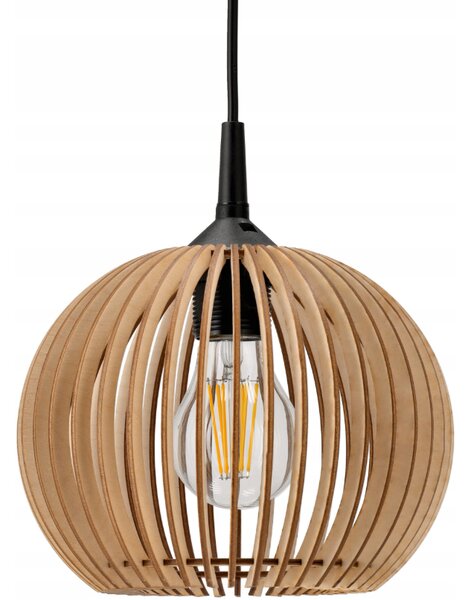 BERGE LED STROPNÁ ZÁVESNÁ LAMPA, DREVENÁ, 1xE27 + KLIP PRE JEDNODUCHÚ MONTÁŽ