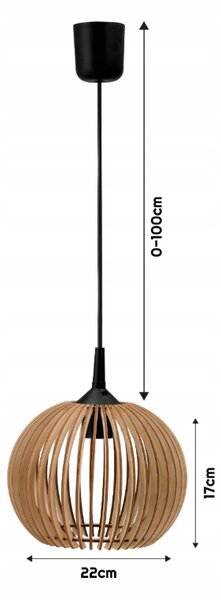 BERGE LED STROPNÁ ZÁVESNÁ LAMPA, DREVENÁ, 1xE27 + KLIP PRE JEDNODUCHÚ MONTÁŽ