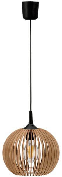 BERGE LED STROPNÁ ZÁVESNÁ LAMPA, DREVENÁ, 1xE27 + KLIP PRE JEDNODUCHÚ MONTÁŽ