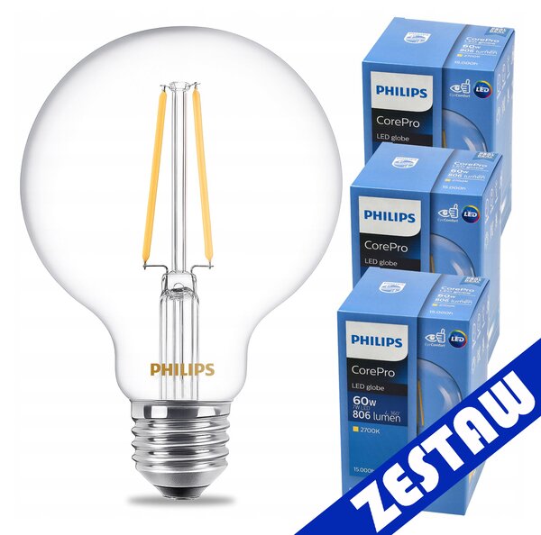 SADA 3 ks. E27 G93 LED žiarovka 7W WW 806lm CorePro 2700K