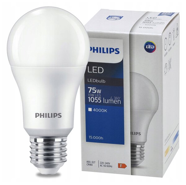 LED žiarovka E27 PHILIPS 10W 1055lm Neutrálna farba 4000K LED žiarovka A60