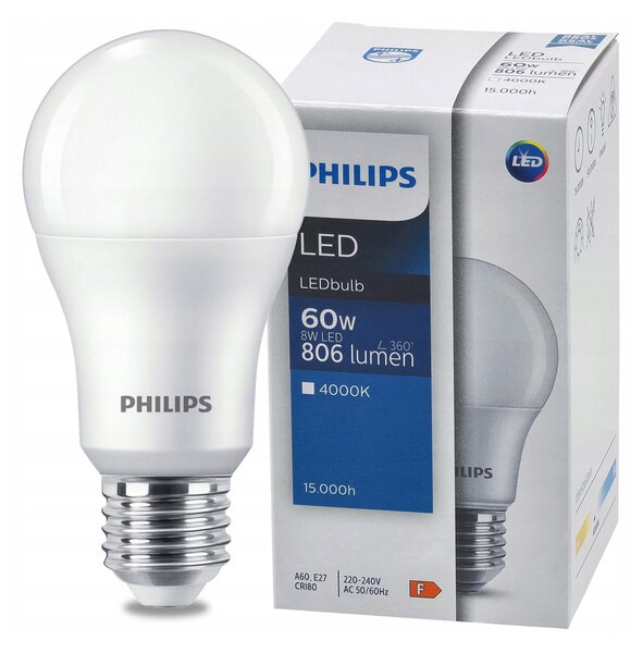 LED žiarovka E27 PHILIPS 8W 806lm 4000K - neutrálna biela