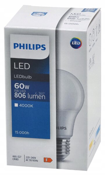 LED žiarovka E27 PHILIPS 8W 806lm 4000K - neutrálna biela