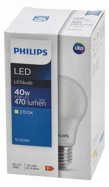 SADA 10 KS LED žiaroviek PHILIPS E27 4,9W 470 lm - tepla biela