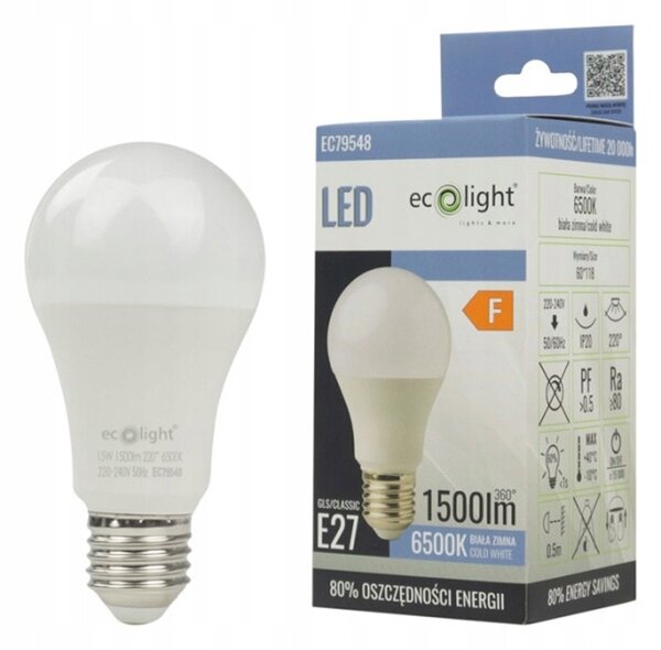 Žiarovka E27 A60 15W CW Eco Light