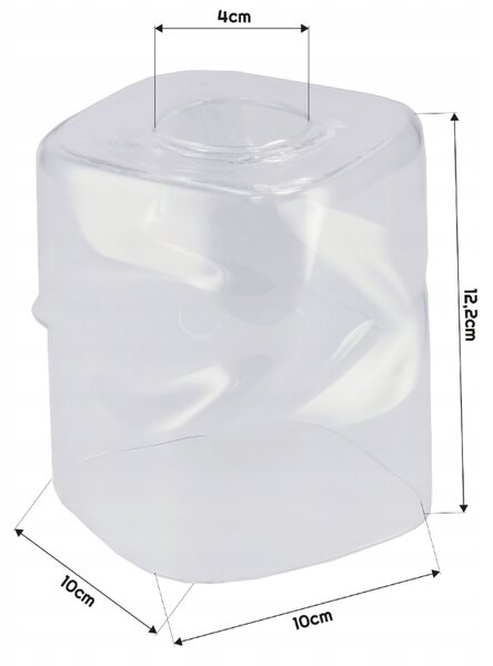 Sklenené tienidlo pre stropnú stolovú lampu, valcované štvorcové, priehľadné