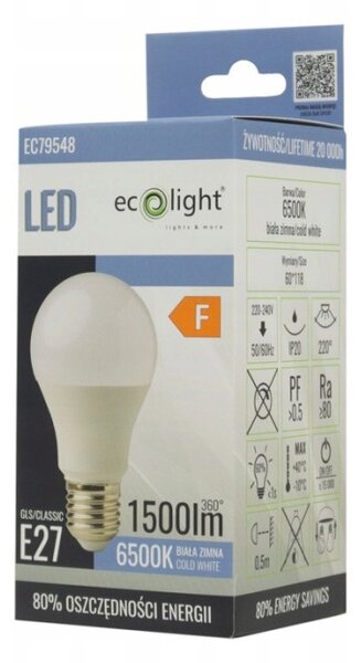 Žiarovka E27 A60 15W CW Eco Light