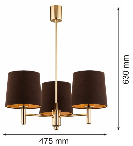 Brilagi - Luster na tyči MONTE 3xE27/15W/230V hnedá/zlatá