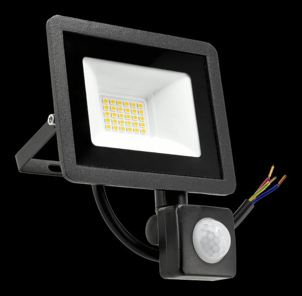 LED reflektor 30W 2700lm so senzorom pohybu, súmrakový reflektor IP65