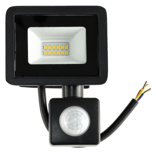 LED reflektor 10W 900lm so senzorom pohybu, súmrakový reflektor IP65