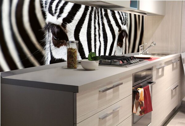 DIMEX | Fototapeta do kuchyne Zebra KI-180-016 | 180 x 60 cm | čiernobiela