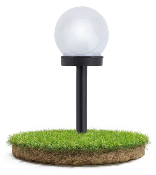 SADA 4 solárnych záhradných lámp, LED, BIELA, 10 cm, vodotesná, IP44