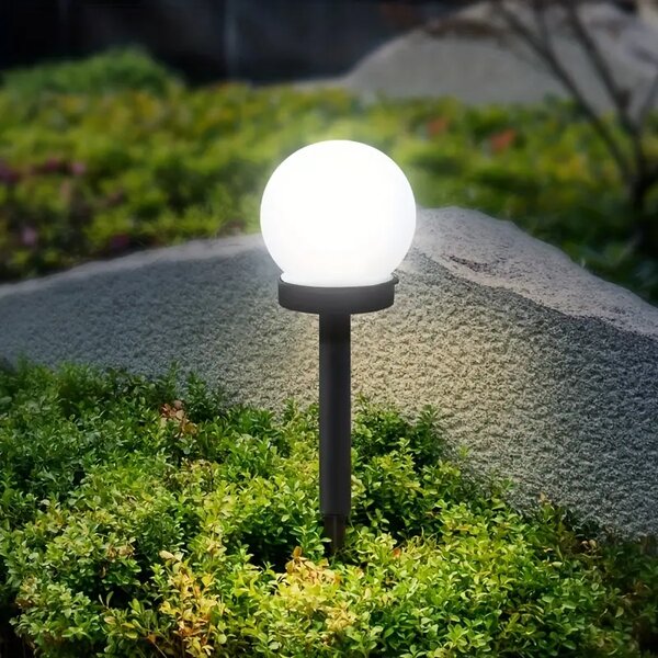 SADA 4 solárnych záhradných lámp, LED, BIELA, 10 cm, vodotesná, IP44