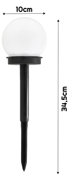 SADA 4 solárnych záhradných lámp, LED, BIELA, 10 cm, vodotesná, IP44