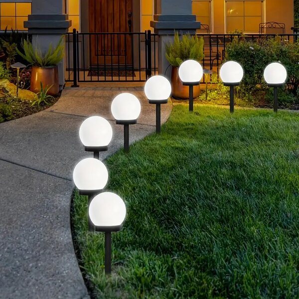 SADA 4 solárnych záhradných lámp, LED, BIELA, 10 cm, vodotesná, IP44