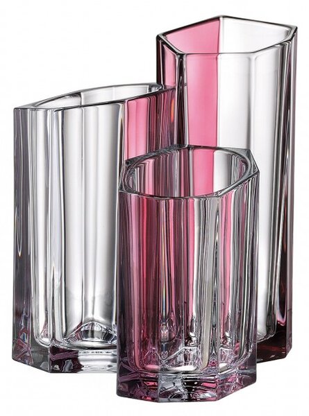 KRIŠTÁĽOVÁ VÁZA BOHEMIA BAZALT PINK LINE 250MM