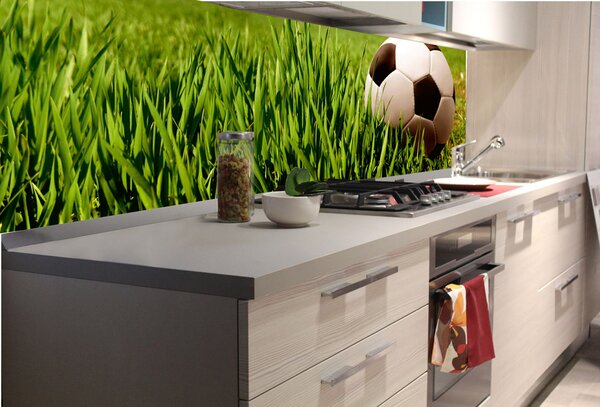 DIMEX | Fototapeta do kuchyne Futbal KI-180-038 | 180 x 60 cm | zelená, biela, čierna