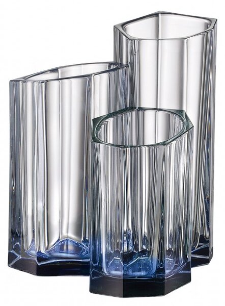 KRIŠTÁĽOVÁ VÁZA BOHEMIA BAZALT BLUE BOTTOM 200MM