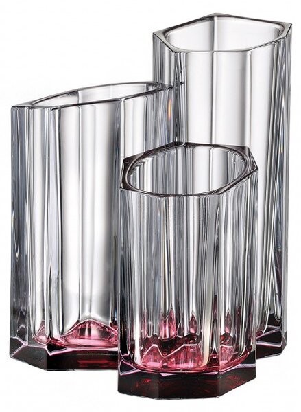 KRIŠTÁĽOVÁ VÁZA BOHEMIA BAZALT PINK BOTTOM 200MM