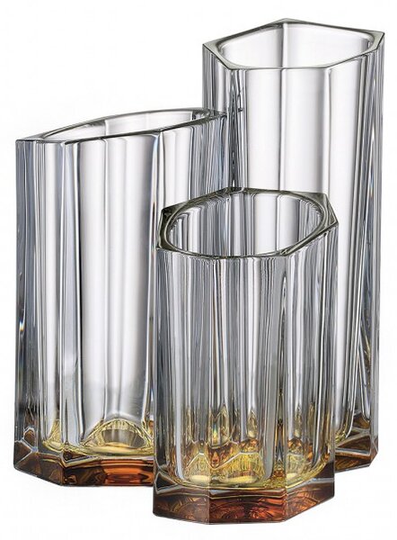 KRIŠTÁĽOVÁ VÁZA BOHEMIA BAZALT AMBER BOTTOM 250MM