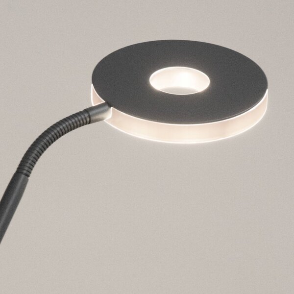 LED stojacia lampa Dent, pieskovo sivá, 180 cm, kov, 2-pl., Hliník / sivá / zinok, Obývacia izba / jedáleň, kov, Moderný, Zemné bodové svetlo