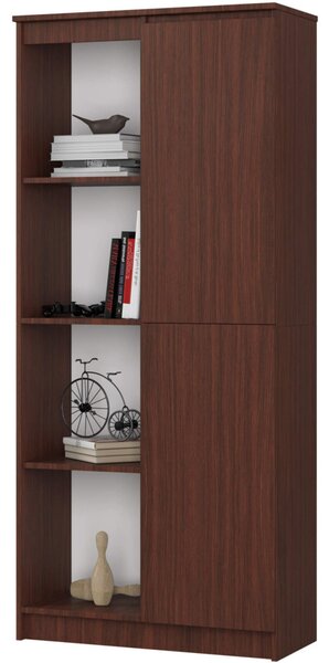 Regál R 80 cm 1 dvierka 6 poličiek wenge