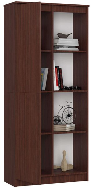 Regál R 80 cm 1 dvierka 6 poličiek wenge