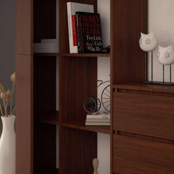Regál R 80 cm 1 dvierka 6 poličiek wenge