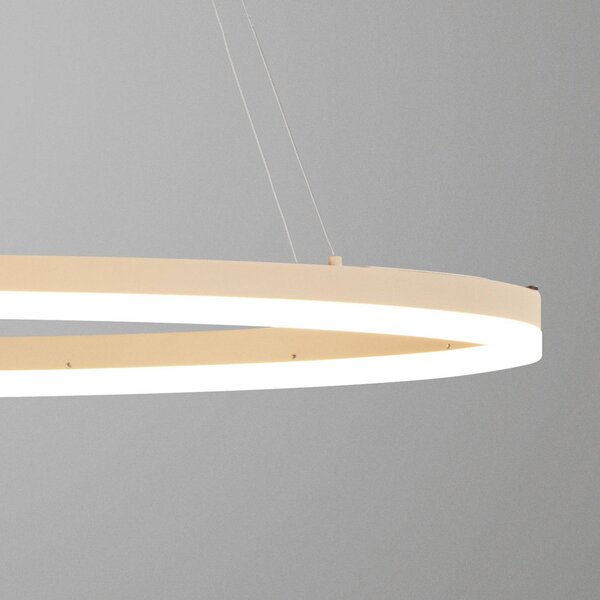 LED závesné svietidlo Silvio, dĺžka 100 cm, piesková farba, kov,, Krémová / jantárovo žltá, Obývacia izba / jedáleň, kov, Moderný, Závesné svietidlo