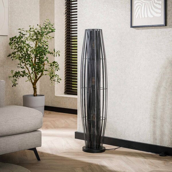 Stojacia lampa Dublindo, výška 120 cm, antracitová, kov, 3 x E27, Čierna, Obývacia izba / jedáleň, kov
