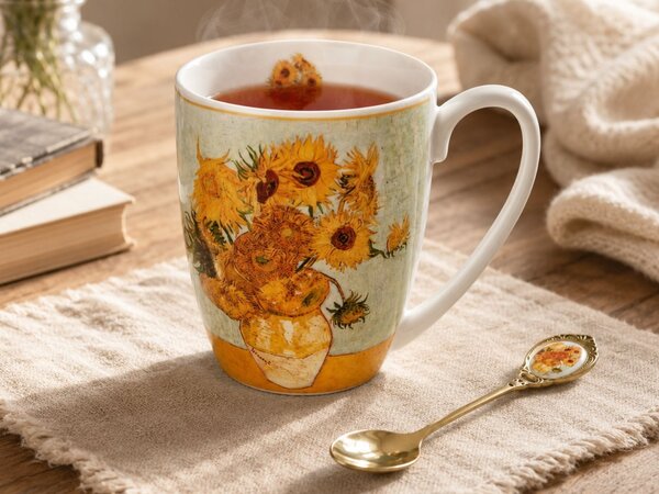 Porcelánový hrnček s lyžičkou Van Gogh Sunflowers 360 ml
